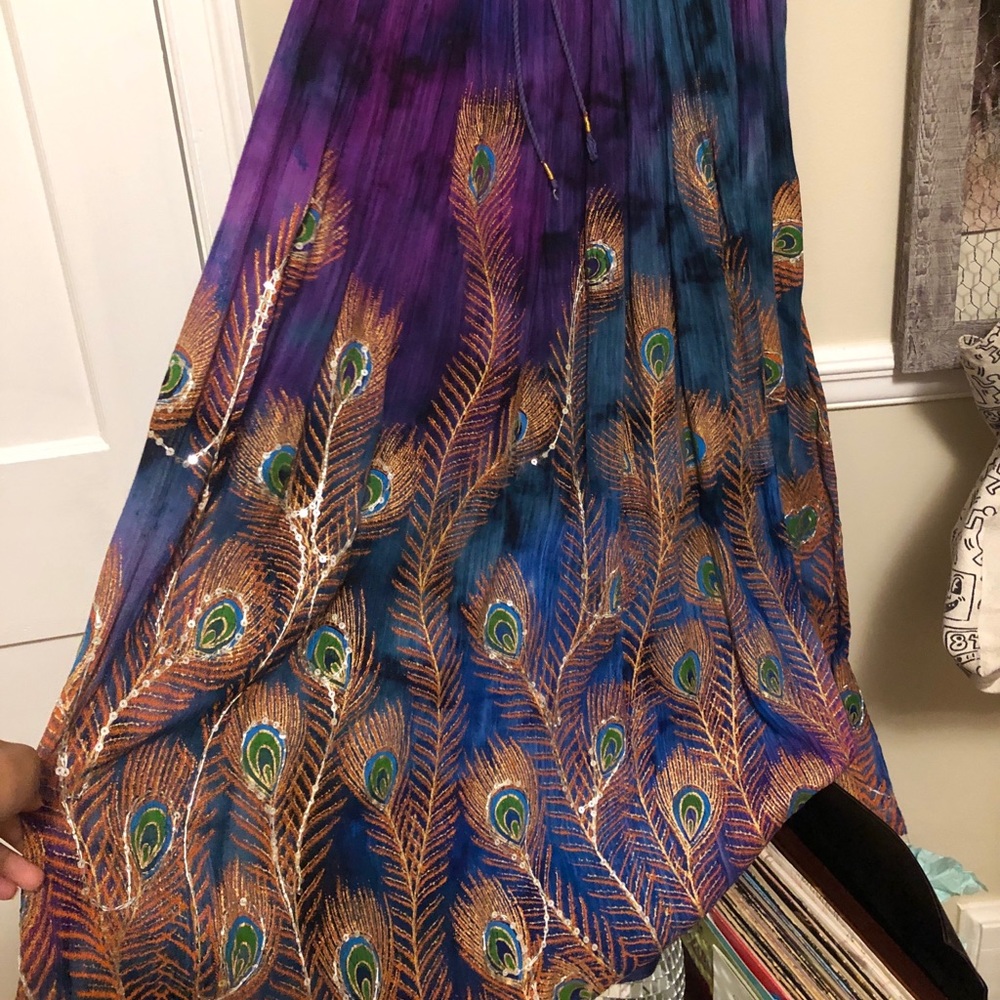 Tie Dye Peacock Maxi Skirt | Earthbound | Size S/M